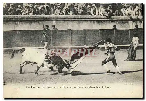 Cartes postales Sport Espagne Corrida Toro Taureau Entree du taureau dans les arenes