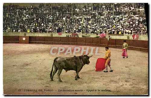 Cartes postales Sport Espagne Corrida Toro Taureau La derniere suerte Appel a la Muleta