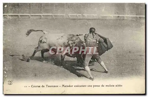 Ansichtskarte AK Sport Espagne Corrida Toro Taureau Matador executant une passe de muleta aidee