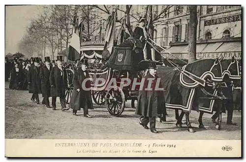 Cartes postales Enterrement de Paul Deroulede 3 fevrier 1914 Le corbillard au depart de la gare de Lyon