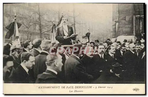 VINTAGE POSTCARD Burial of Paul Deroulede February 3rd  1914 speeches�