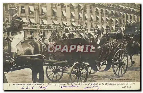 Cartes postales Visite de SM Alphonse XIII a Paris SM le roi et le President de la Republique quittent la gare