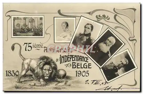 Cartes postales 75eme anniversaire de l independance belge 1830 1905 Rois Lion