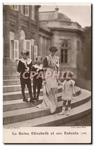 Cartes postales La reine Elisabeth et ses enfants Belgique