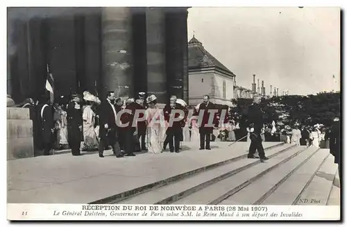 Ansichtskarte AK Reception du roi de Norvege a APris 28 mai 1907 Le general Dalstein Gouverneur de Paris salue SM