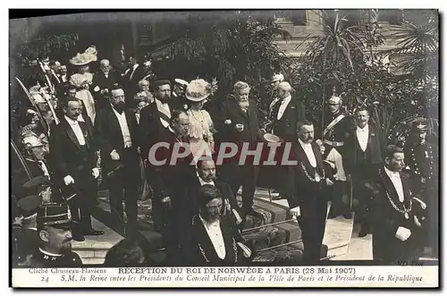 Ansichtskarte AK Reception du roi de Norvege a Paris 28 mai 1907 SM la Reine entre les Presidents du Conseil Muni