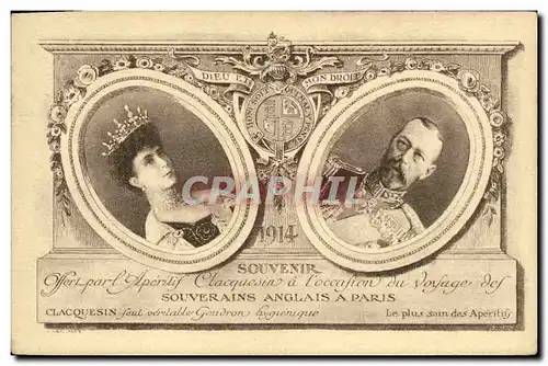 Ansichtskarte AK Souvenir offert par l aperitif Clacquesin a l occasion du voyage des souverains anglais 1914