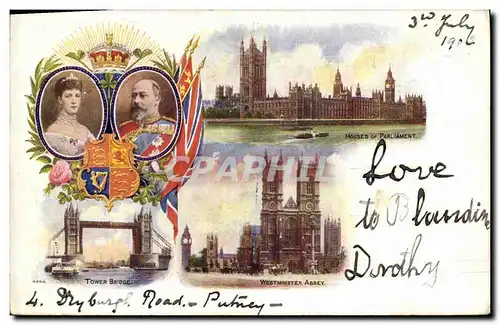 Cartes postales Edward VII Houses of Parliament Westminster Abbey Tower bridge London