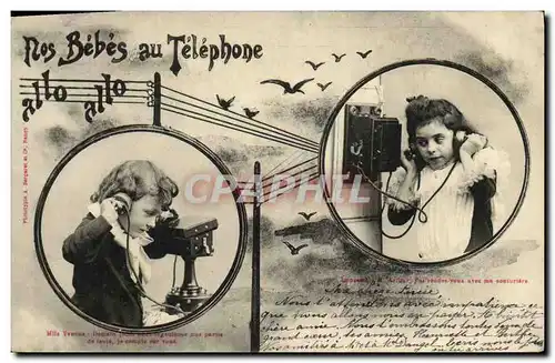 Cartes postales Fantaisie Enfants Nos bebes au telephone