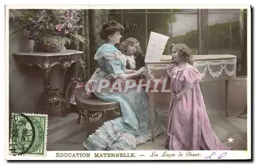 Cartes postales Fantaisie Femme Enfants Piano Clavecin