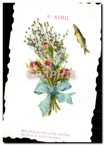 Cartes postales Fantaisie Fleurs Poisson