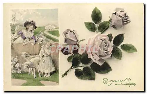 Cartes postales Fantaisie Paques Moutons