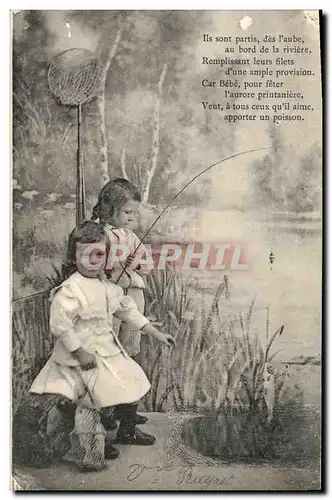 Cartes postales Fantaisie Enfants Peche