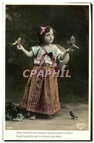 Cartes postales Fantaisie Enfant Oiseaux