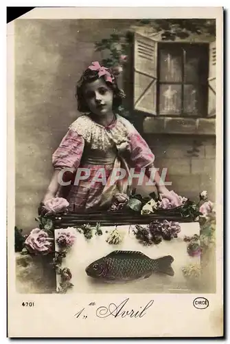 Ansichtskarte AK Fantaisie Enfant Poisson 1er Avril