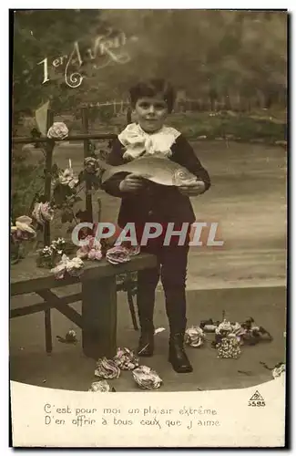 Cartes postales Fantaisie Enfant 1er Avril Poisson