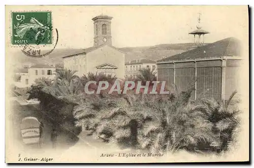 Cartes postales Algerie Arzew L eglise et le marche