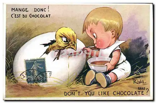 Ansichtskarte AK Chocolat Enfant Humour Rapace