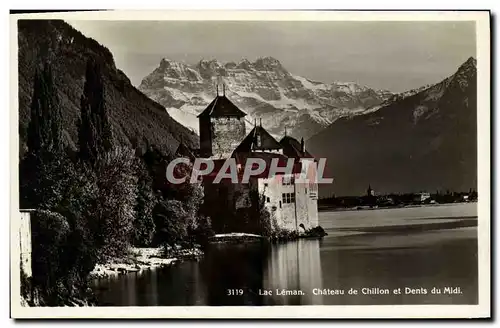 Cartes postales Suisse Lac Leman Chateau de Chillon et dents du Midi