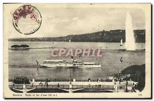 Cartes postales Geneve Rade et jet d eau Bateau