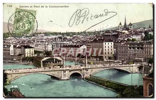 Cartes postales Geneve et pont de la Coulouvreniere