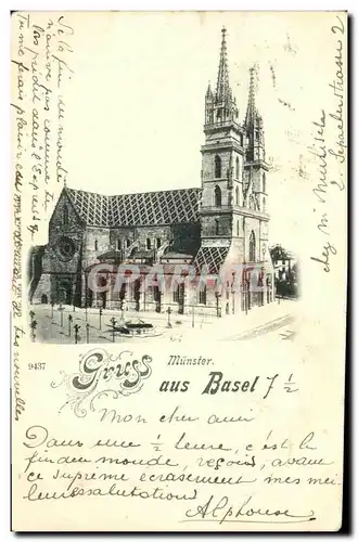 Cartes postales Suisse Gruss aus Basel Munster Carte 1899