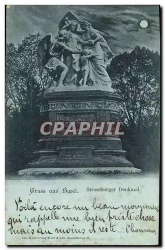 Cartes postales Suisse Bale Strassburger Denkmal carte 1898