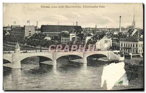 Cartes postales Suisse Basel neue mittl Rheinbrucke Kleinbaseler Seite