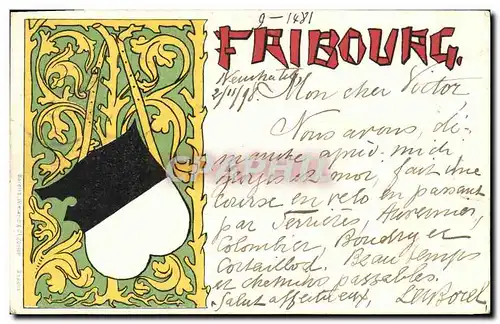 Cartes postales Suisse Frubourg carte 1898