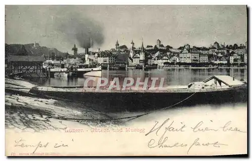 Ansichtskarte AK Suisse Luzern Gutech und Musegg Bateaux