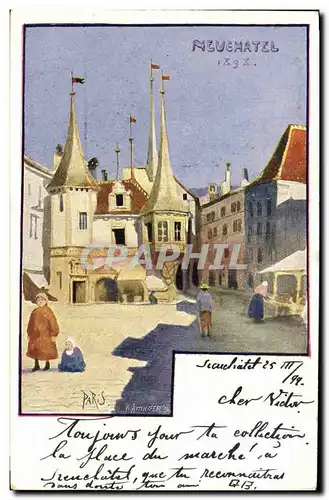 Ansichtskarte AK Suisse Neuchatel Carte 1899