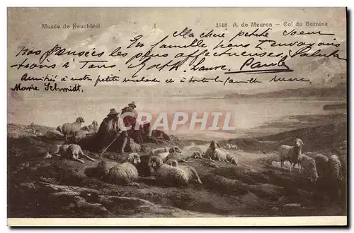Cartes postales Suisse Musee de Neuchatel Moutons Bergers