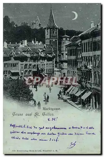 Cartes postales Suisse St Gallen Marktgasse Carte 1898