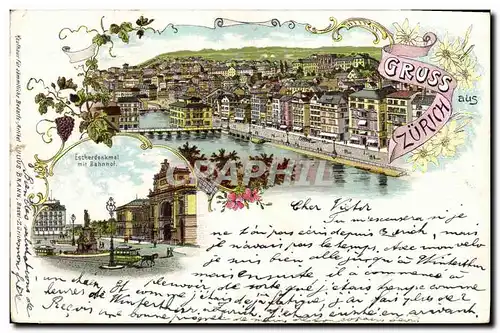 Cartes postales Suisse Gruss aus Zurich Carte 1898