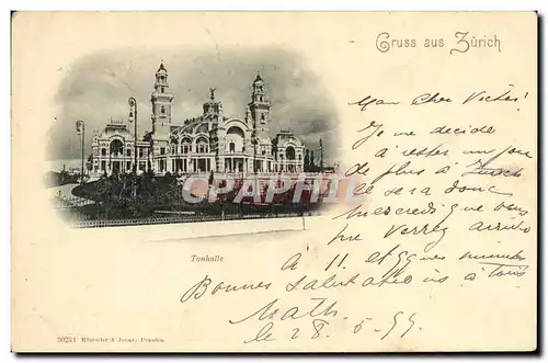 Cartes postales Suisse Zurich Tonhalle carte 1899