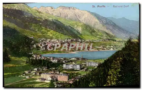 Cartes postales Suisse St Moritz Bad und Dorf
