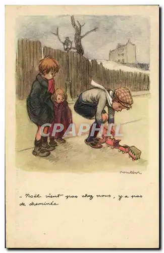 Cartes postales Fantaisie Enfants illustrateur Poulbot Train Ligue nationale contre le taudis