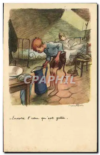 Cartes postales Fantaisie Enfants Illustrateur Poulbot Encore l&#39eau qui a gele