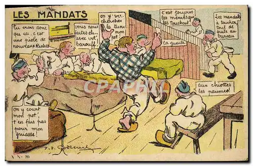 Cartes postales Fantaisie Militaria Les mandats