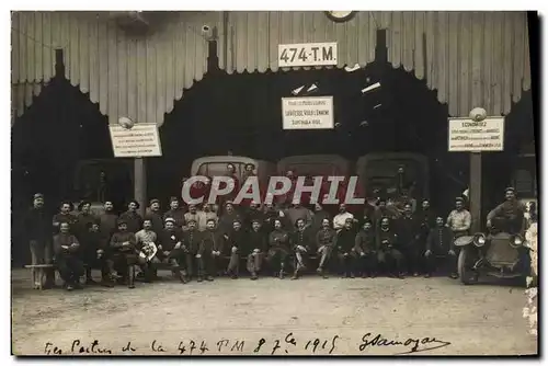 CARTE PHOTO Militaria Epinal 474 TM 1915 Camions