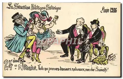 Ansichtskarte AK Semaine Politique Satirique 1906 Danseurs nationaux