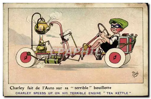 Ansichtskarte AK Fantaisie Automobile Charley fait de l&#39auto