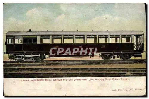 Cartes postales Train Great Western Rly Steam Motor Carroiage