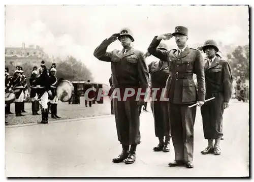 Moderne Karte Militaria 2eme guerre mondiale Liberation de Paris Le general BRadley e tle General Koenig devan