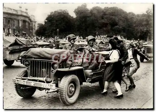 Cartes postales moderne Militaria 2eme guerre mondiale Liberation de Paris Bienvenue aux Jeeps Marine