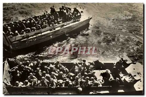 Moderne Karte Militaria 2eme guerre mondiale Debarquement de Normandie Arrivee des peniches de debarquement su