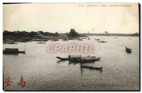 Cartes postales Indochine Annam Hue Riviere et marches