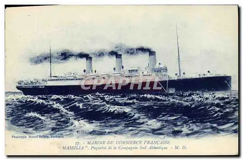 Ansichtskarte AK Bateau Marine de Commerce Massilia Paquebot de la compagnie Sud Atlantique