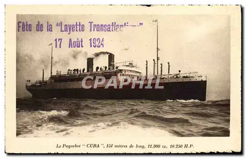 Ansichtskarte AK Bateau Paquebot Cuba Fete de la Layette Transatlantique 17 aout 1924