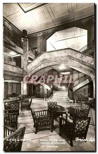 Cartes postales Bateau Ile de France Main foyer and grand staircase